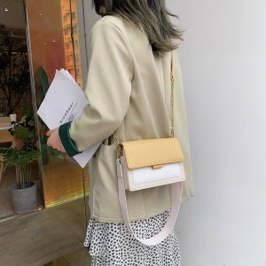 2025 new spring and summer new contrast color chain bag women's Korean version all-match shoulder crossbody fashionable texture small square bag